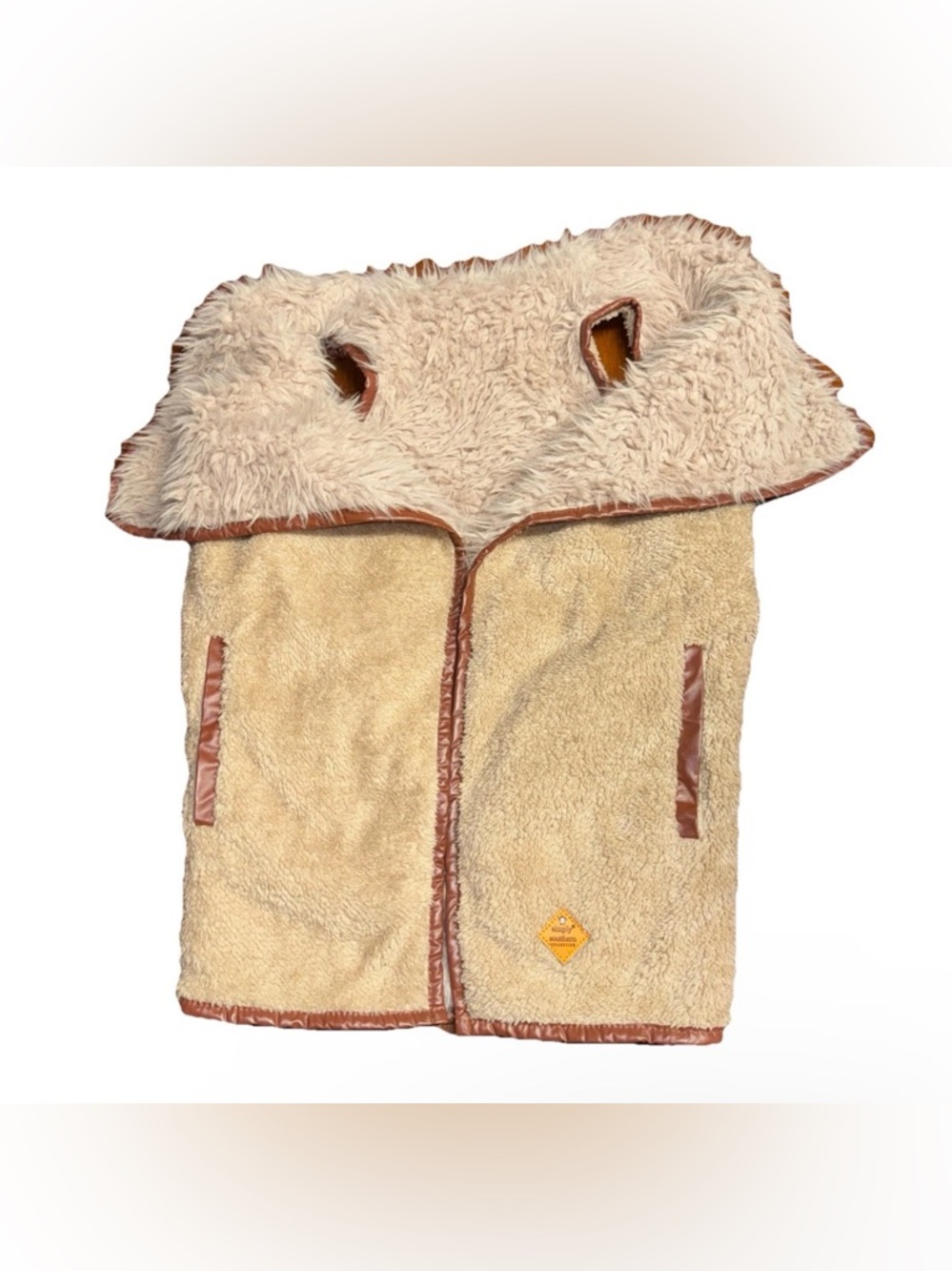 Simply Southern Size M Faux Fur Sherpa Vest Tan Brown Trim Reversible NWOT
